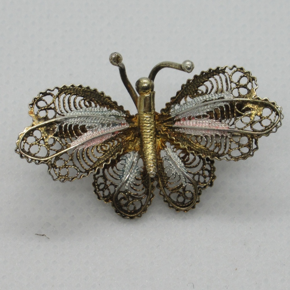Antique 800 Sterling Filigree Butterfly
